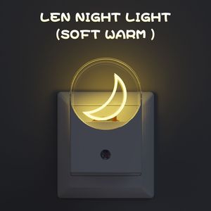 <b>Plug</b> <b>in</b> Moon Night <b>Light</b> for Kids <b>Light</b> <b>Sensor</b> LED Lamp EU UK <b>Plug</b> Custom Pattern ABS Indoor Bedroom Decorative Lighting - Product Image 2