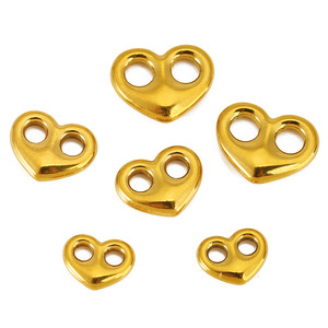 Conector de Corazón de Doble Orificio 13x10.5mm 15.3x12mm |   Eslabón de Acero Inoxidable Chapado en Oro PVD de 18K para Pulseras y Collares DIY - Product Image 1