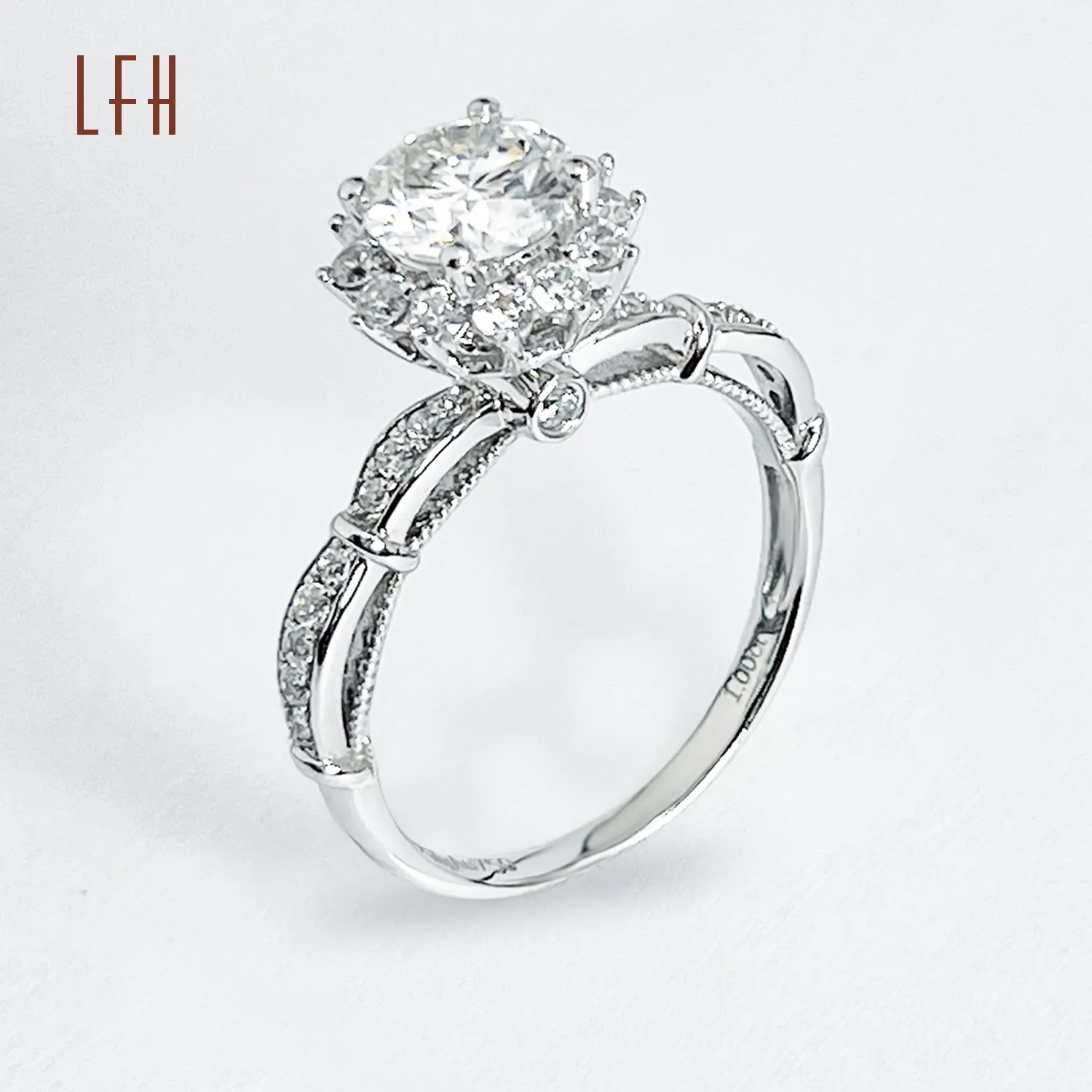LFH Wedding Jewelry Vvs D Color Moissanite Diamond Engagement Ring 18k Gold Eternity Rings 18k gold engagement ring