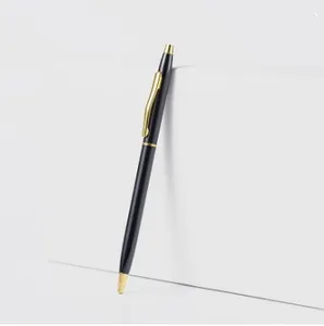 2022 cheap silm black pens in bulk laser engraving ball point pen metal with customized logo business pen