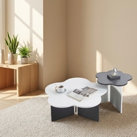 Table basse minimaliste de style américain moderne en bois massif en forme de fleur avec espace de rangement pour petits appartements et coins de salon