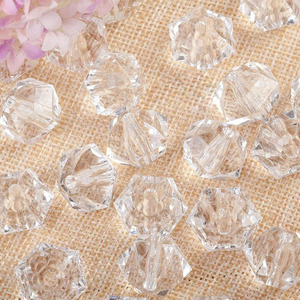 <b>Acrylic</b> Hexagonal Loose Beads <b>White</b> Transparent For Jewelry Making 20T - Product Image 1