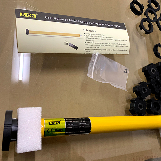 Factory Price A-ok AM25 Zigbee Electric Roller Blind Drive Motor Built-in Rechargeable Battery Waterproof Tubular Motor for