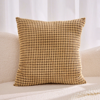 Housse de coussin carrée moderne en peluche unie avec imprimé de Noël de dessin animé et fermeture éclair pour canapé de salon