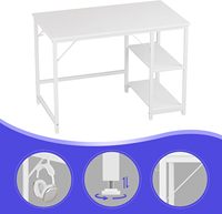 Bureau d'ordinateur blanc 40 pouces avec étagères Bureau à domicile robuste avec grand espace de rangement Table pour ordinateur portable d'écriture d'étude de jeu
