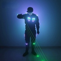 Costume LED de robot DJ de scène de danse de salon pour adulte avec gant laser unisexe, mode Noël, Nouvel An, anniversaire