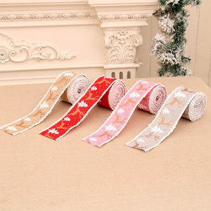 New cross-border linen Christmas printed <b>ribbon</b>, brocade <b>ribbon</b>, Christmas tree decorations, Christmas ornaments, and - Product Image 2