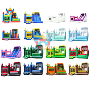 Lâu đài phao liên hoàn nhiều màu pastel mới năm <span class=keywords><strong>2025</strong></span> có cầu trượt, cho thuê - Product Image 6