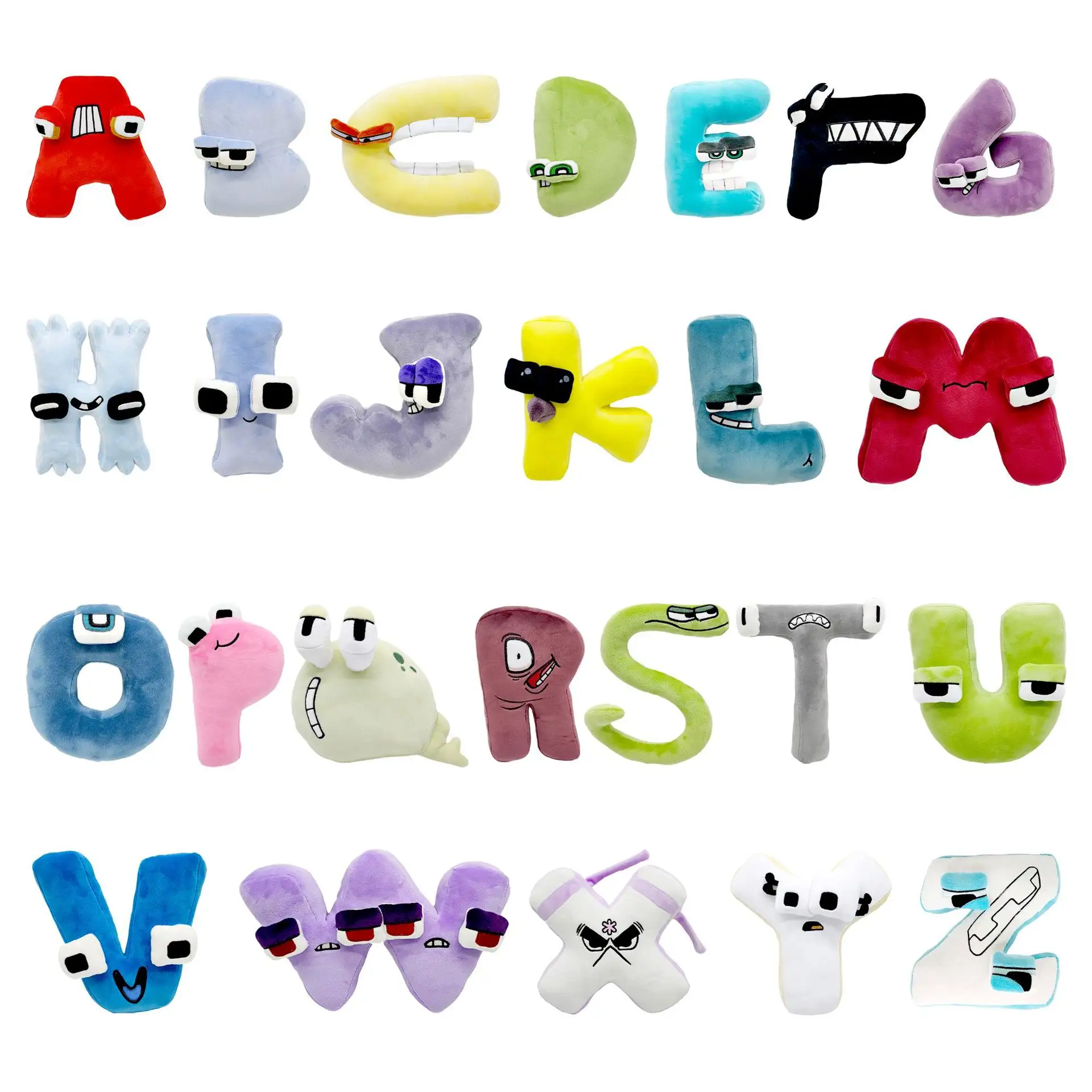 Newest colorful ABCD alphabet plush letter toys, cute A to Z letters lore plush stuffed dolls