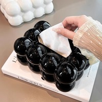 Boîte à mouchoirs GREENSIDE style nuage de bulles avec ressort de levage automatique, support élégant à extraction facile pour salle de bain et salon