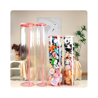 Boîte cylindrique en plastique transparente avec lampe HST, tube PET, boîte ronde pour jouet en peluche, emballage cylindrique, boîte ronde, bacs de rangement pour jouets à domicile