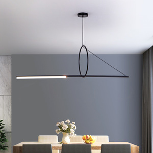 Lampe suspendue minimaliste créative à LED en forme de bande longue, design géométrique linéaire pour restaurant, bar, bureau, alimentation secteur - Product Image 5