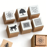 Sceau en bois d'érable massif gravé au laser avec motif artistique personnalisé pour album de scrapbooking, carnet de notes, artisanat DIY, décoration, fourniture en gros