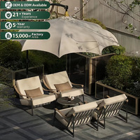 Ensemble de canapés de jardin en aluminium et acier inoxydable, résistant au soleil et à l'eau, pour terrasse, hôtel, villa, style nordique moderne