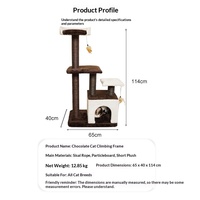 Arbre à chat de style luxe et simplicité avec lit intégré, griffoir en sisal, plateforme de saut multi-niveaux, pour usage intérieur toutes saisons