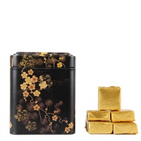 Thé Pu'er Ripe du Yunnan en Agarwood d'Arbre Ancien, Emballage Exquis, 100g, Thé Comprimé, Thé Santé, Brique d'Or