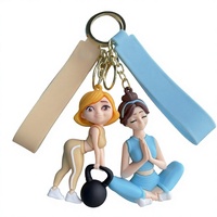 Porte-clés et breloque de sac pour femme, motif dessin animé Kawaii mignon, multicolore, figurine de fitness 3D en PVC souple, avec dragonne de poignet, pour sac à main de filles et salle de sport