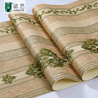 Papier peint 3D traditionnel de luxe imperméable en PVC, blanc et or, fleurs en relief