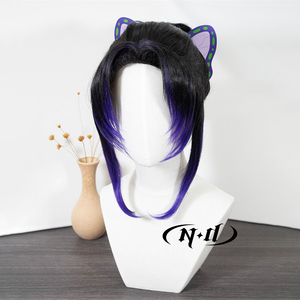 Peluca de <span class=keywords><strong>cosplay</strong></span> de <span class=keywords><strong>Shinobu</strong></span> Kocho de ND para Comic Con y disfraces, sin pegamento, con gorro de malla de rosas, fibra de alta temperatura - Product Image 4