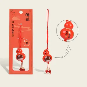 Jinnew Promotional Pendant Cute Japan Kawaii Good Fortune Mini Gourd Water Jingle Bell Custom Doll Toy 3D Steel Acrylic Keychain