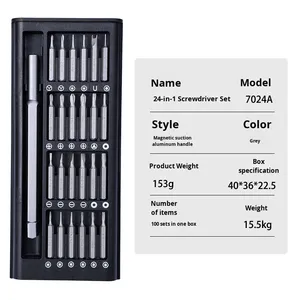Juego de herramientas de destornilladores de precisión de grado industrial 24 en 1 para reparación de computadoras de teléfonos móviles Phillips y destornilladores de cabeza plana - Product Image 5