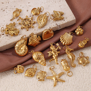 Ciondolo in Acciaio Inossidabile Placcato Oro 18K, Accessori Geometrici Personalizzabili per Creazione di Gioielli, Vendita all'Ingrosso - Product Image 1