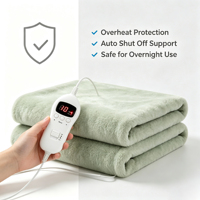 Couverture chauffante en fausse fourrure de lapin douce, 10 niveaux de chaleur, minuterie 1-10h, arrêt automatique, protection contre la surchauffe, lavable en machine