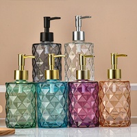 Bouteille en verre colorée réutilisable avec pompe à lotion pour lotion corporelle, shampoing, savon liquide, huile, distributeur de savon pour salle de bain et vaisselle