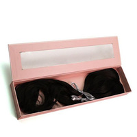 Boîte cadeau magnétique en papier rose de luxe, imperméable, avec fenêtre semi-transparente et doublure en éponge gaufrée, pour lot de perruques, vente en gros, logo personnalisé