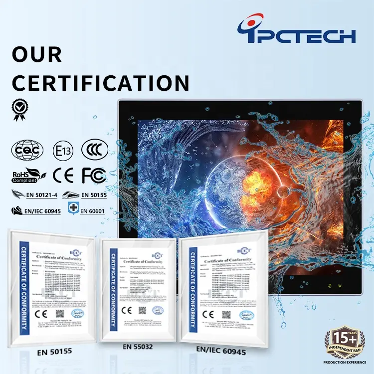 Ipctech 10.4/12.1/15/15.6/17/19/21.5 אינץ' צג מסך מגע תעשייתי ללא מאוורר קיבולי משובץ לינוקס