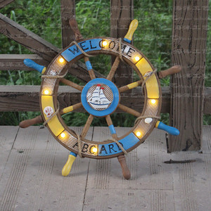 Nautical <b>Ship</b> <b>Wheel</b> 62 Cm With Lights Decorative Coastal Style Bar Decoration - Product Image 2