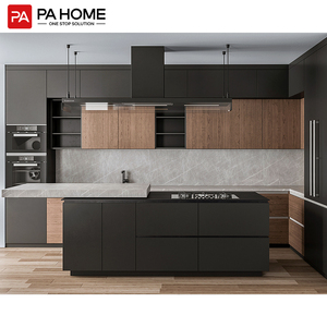 PA Luxury European Black Lack Moderne Küchen schränke mit künstlichem Marmor und Harz - Product Image 1