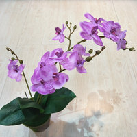 Lange steel 3 takken 15 bloemen Phalaenopsis kunstbloem met bladeren binnenhuisdecoratie bloemstuk benodigdheden