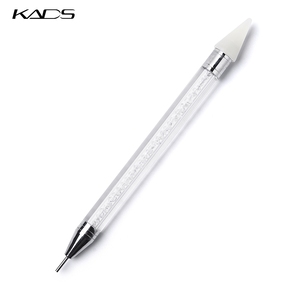 KADS Stylo à double embout en silicone pour nail art, avec manche en cristal, pour le pose de strass et la cire, outil de manucure - Product Image 1
