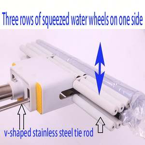Poste de acero inoxidable extra grueso para el hogar, tres filas de rodillos, fregona absorbente de algodón de goma para exprimir el agua, Coágulo de muelle manos libres - Product Image 6