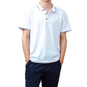 Men's White Short Sleeve for Shirt Regular Fit Pattern Contrast <b>Trim</b> Smart Casual Front Eco-Friendly Quick Dry Jersey <b>Fabric</b> - Product Image 1