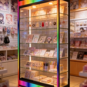 Vetrina per Modellini di Auto con Vetro Temperato Personalizzato e Base Illuminata a LED Colorati, Espositore per Prodotti da Smoke Shop - Product Image 6