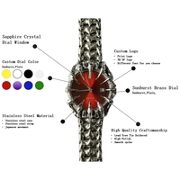 Montre à cadran arabe unique faite à la main, montre à quartz avec breloque griffe, montres vintage soudées, montres gothiques en acier inoxydable pour hommes, montres en albâtre