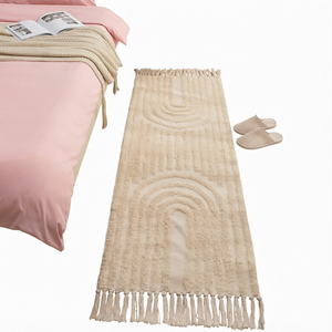 Custom Cotton Flocked <b>Runner</b> Rug Handmade Boho Tassel Woven Floor Mat <b>Washable</b> Rectangle <b>for</b> Bedroom Bathroom - Product Image 1