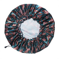 Bonnet de bain imperméable en satin imprimé, grande taille, réglable, nouvelle version améliorée, avec doublure en PEVA.