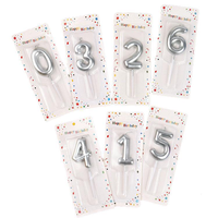 Numéro 0-9 bougies d'anniversaire gâteau de cire de paraffine argent et or décoratif pour la fête d'anniversaire