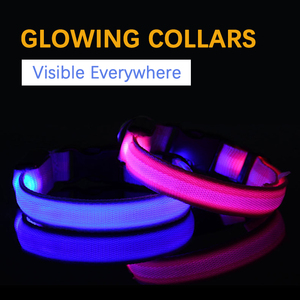<span class=keywords><strong>Collar</strong></span> de Perro LED Ajustable de Poliéster Simple con Luces Intermitentes Recargable y Reflectante para Uso Nocturno Producto Antipérdida para Mascotas - Product Image 2
