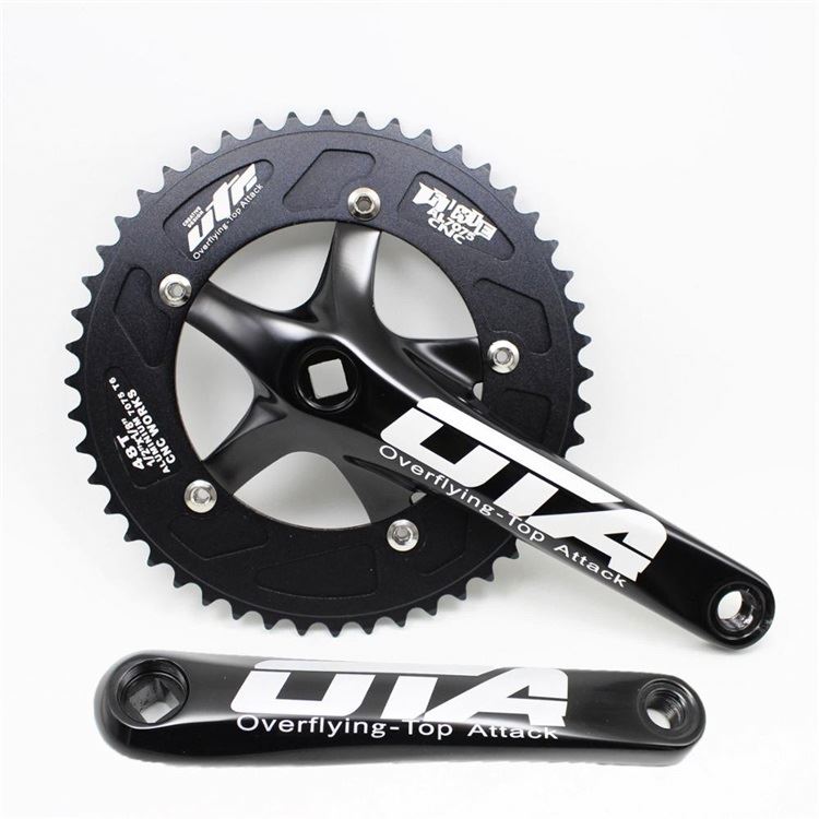 Ota 48T Fixed Gear Crankset for Road Bikes - Anodized Black/Silver