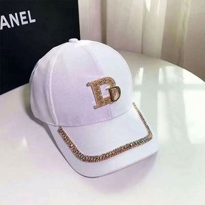 Casquette de baseball décontractée à visière incurvée, couleur unie, avec lettres en strass, style coréen, vente en gros - Product Image 4
