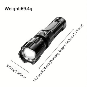 <span class=keywords><strong>Linterna</strong></span> con zoom telescópico Edc súper brillante, <span class=keywords><strong>linterna</strong></span> táctica con 3 modos de iluminación recargable por <span class=keywords><strong>USB</strong></span> - Product Image 6
