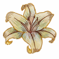 Grande fleur de lys en sequins dorés, patch brodé en dentelle, applique florale décorative pour robe, veste, artisanat DIY, décoration