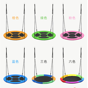 Columpio de árbol colgante para niños, silla de hamaca redonda de tela Oxford de 100cm para uso en el hogar y en el parque de atracciones - Product Image 3