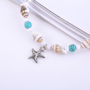 Pulsera <span class=keywords><strong>tobillera</strong></span> de punto de conchas de playa para mujer, cuentas de cristal, semillas bohemias, GAB001 - Product Image 3
