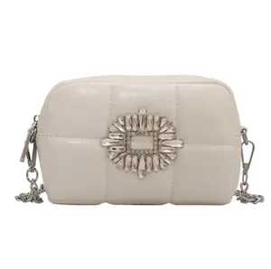 체크 무늬 작은 사각형 가방 여성 흰색 기질 체인 가방 다이아몬드 메신저 가방