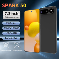 Téléphone mobile SPARK 50 Android 16 5G, grand écran de 7,3 pouces, stockage 16 Go + 1 To, appareil photo 108 MP, double SIM pour vlog et appels vidéo